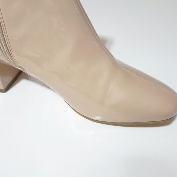 EUC Forever 21 blush nude faux patent leather heeled bootie, US 5.5, EU 36.5 - Picture 9 of 9